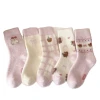 One-piece consignment of pink and purple Australian fleece socks for women, thick and warm for autumn and winter, FairIsland cartoon sweet pile socks Item Picture
